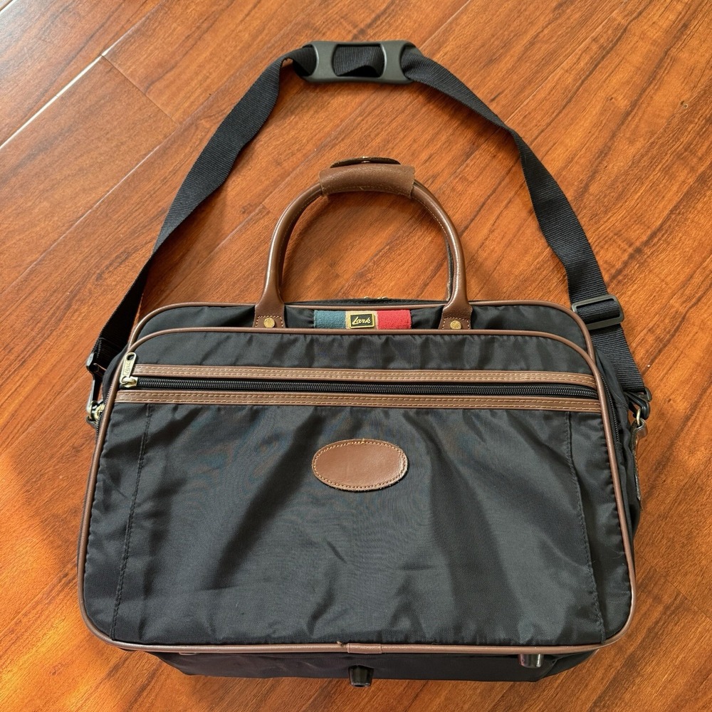 Vintage Lark Suitcase Leather Trim 3 Section, Expandable Carry-on, Weekender 17"